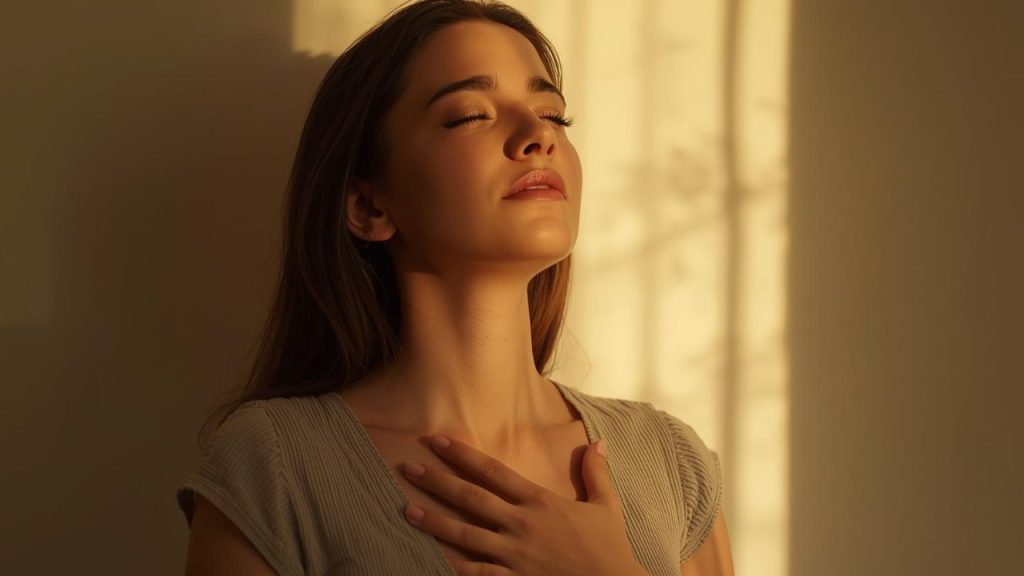 femme apaise émotions respiration hypersensibilité calme intérieur