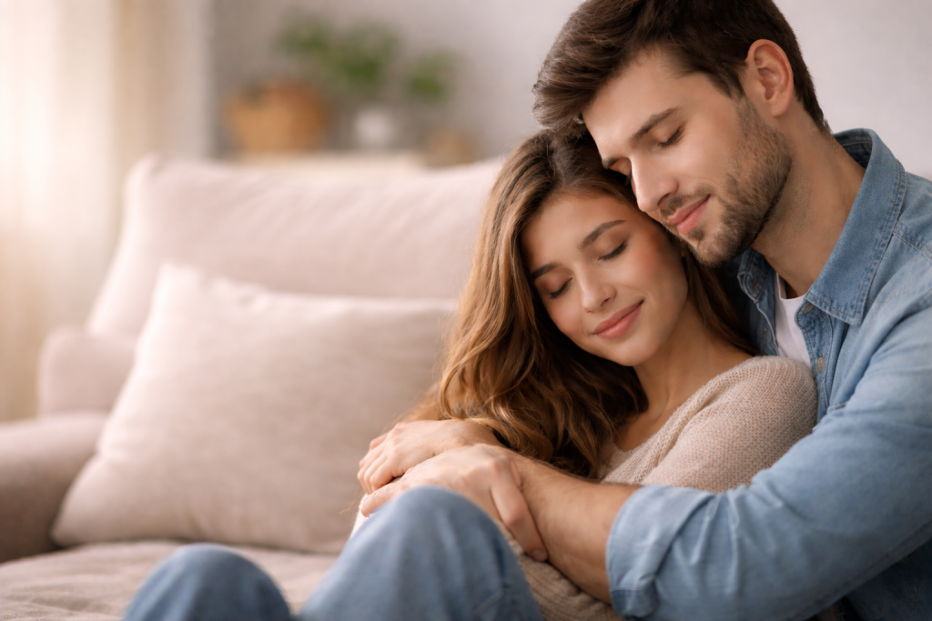 couple serein illustrant la confiance en soi dans une relation amoureuse