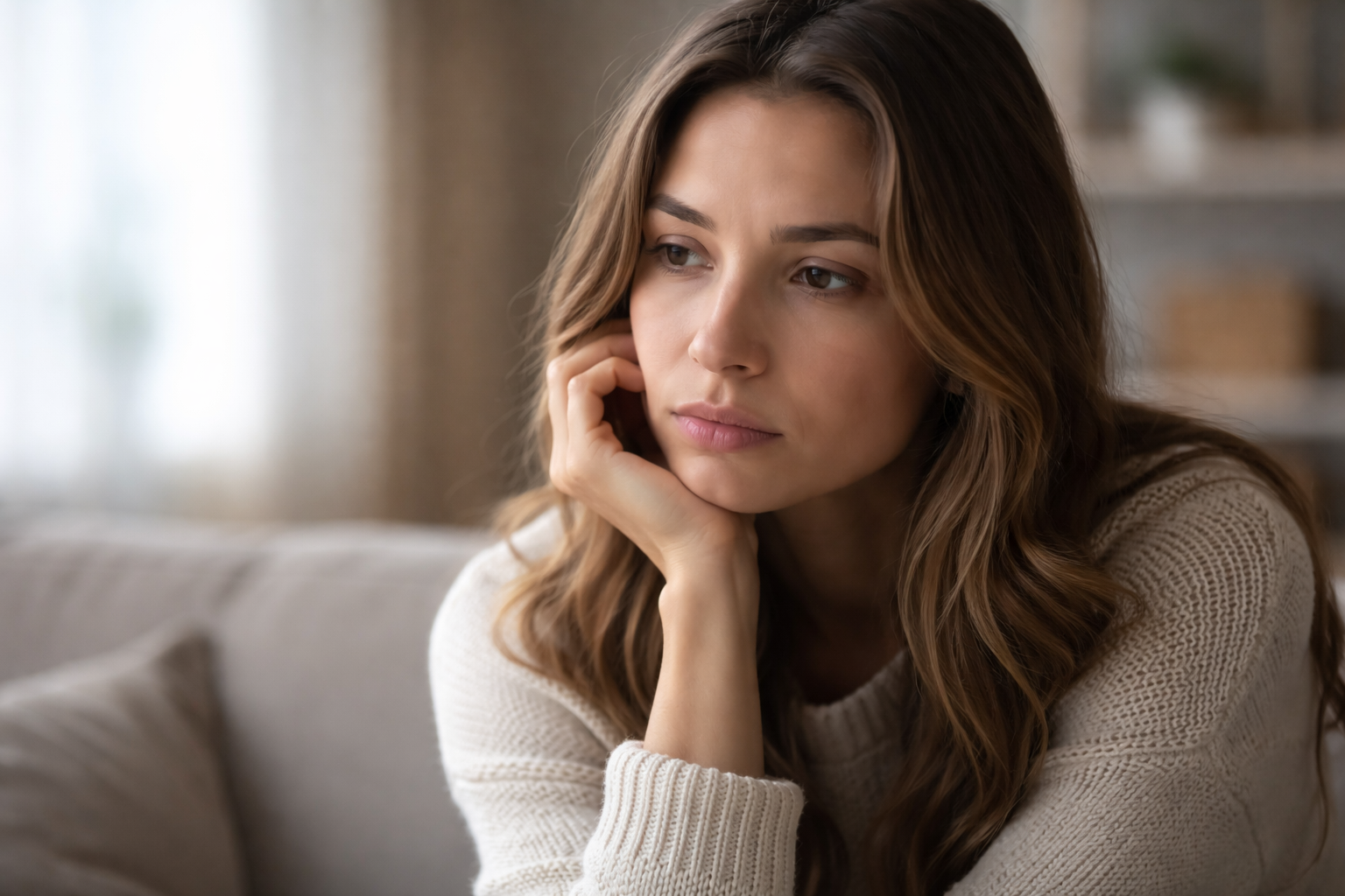 femme se sent seule dans son couple regard triste introspectif