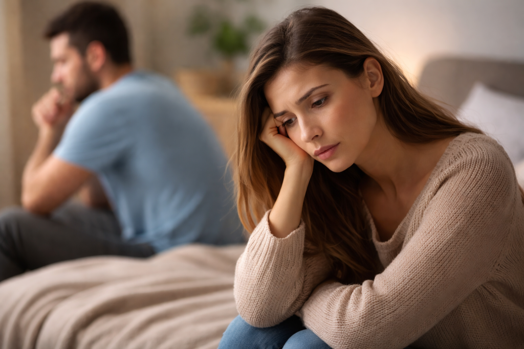 femme triste dans son couple malgré l’amour qu’elle ressent encore