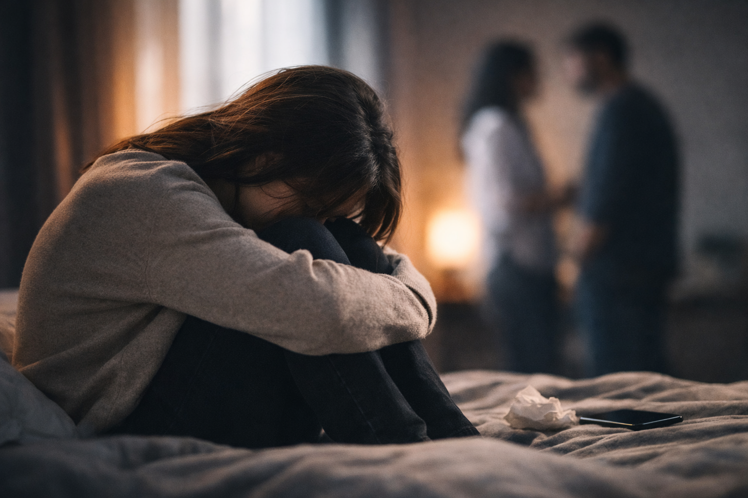 peur de l’abandon symptômes : femme anxieuse en couple, sentiment d’insécurité affective