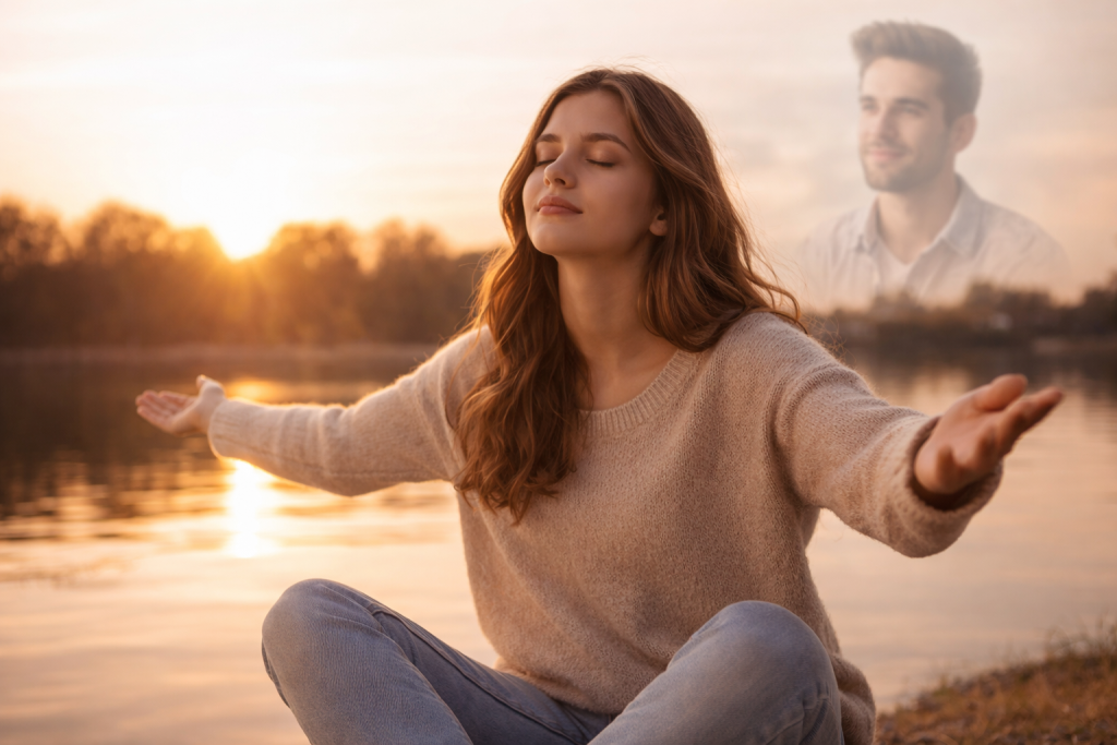 femme qui se libère émotionnellement et cesse de penser constamment à un homme